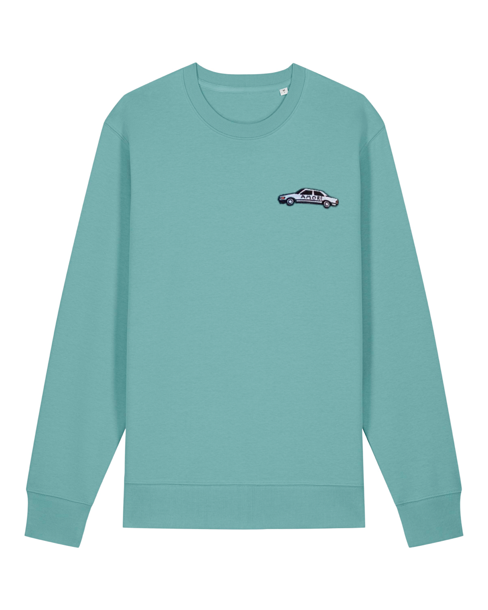 WANDA Pullover "Amore Auto" teal monstera